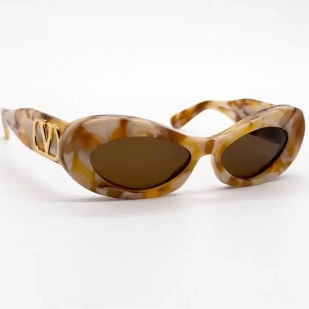 New! Valentino Women's Brown Oval Sunglasses, VLS 178D, Authentic Retail $590